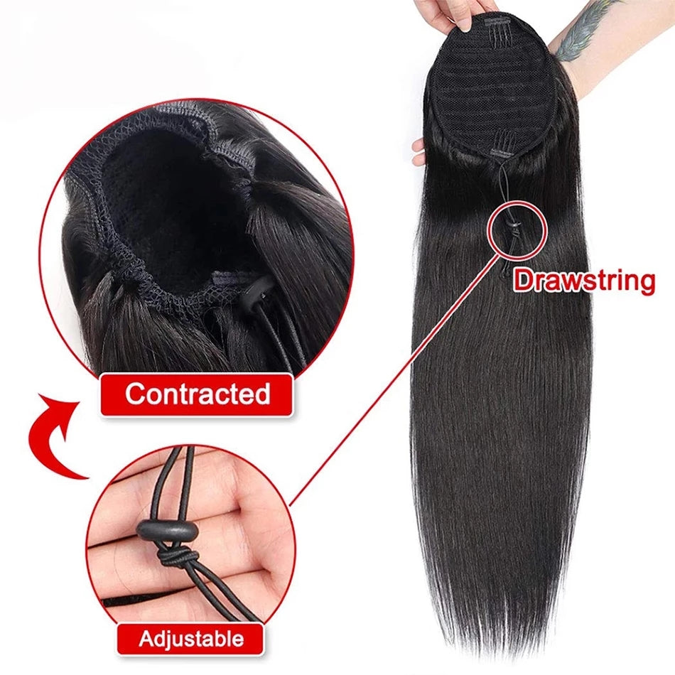 Clip in Drawstring Human Hair Ponytail